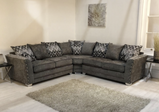 Signature Alaska Fabric Corner Sofa with Stud Arms Truffle and Grey