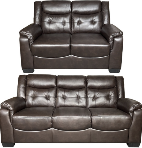 Falcon Aire Leather Sofa Set in Grey and Brown