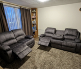 Valencia Grey  Marble Fabric Reclining Sofa Set with Cupholders