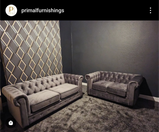 Chesterfield Sofa Set Grey 3+2 Seater