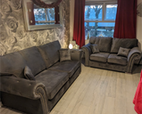 Burton Grey Plush Velvet 3+2 Seater Sofa Set with button Arms