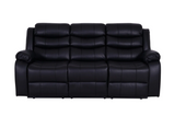 ROMA Leather Recliner 3 Seater sofa with cup holder-Black/Grey