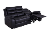 ROMA Leather Recliner 3 Seater sofa with cup holder-Black/Grey