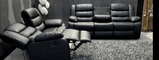 ROMA Leather Recliner 3 Seater sofa with cup holder-Black/Grey