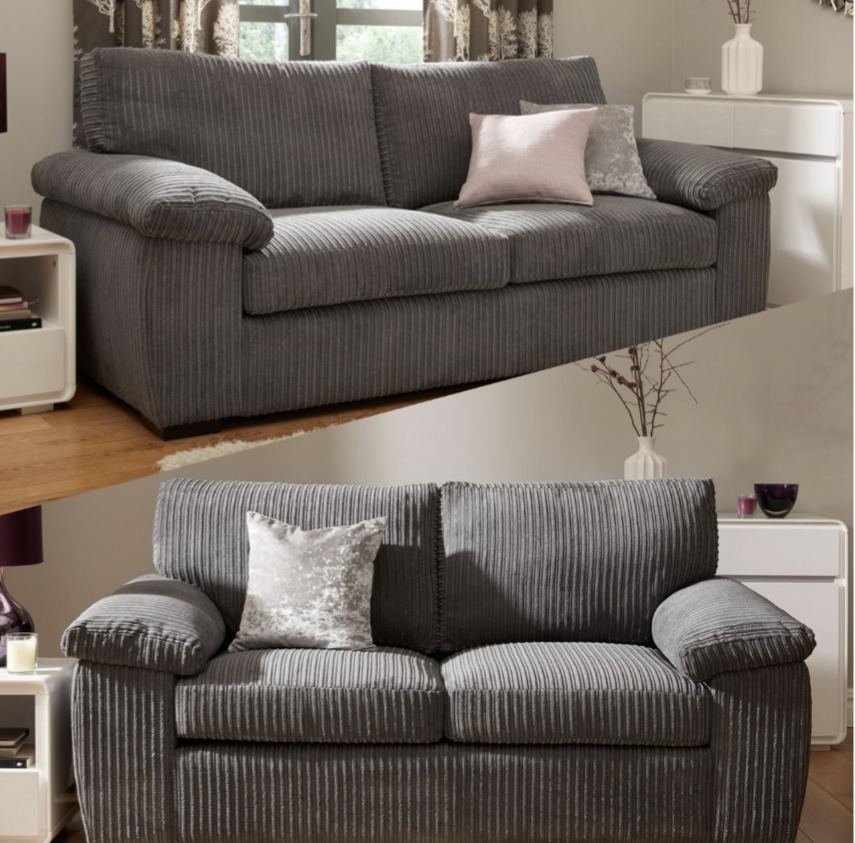 Amalfi Jumbo Cord Upholstered 3 And 2 Sofa Set