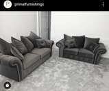 Olympia Plush 3+2 Seater sofa Grey-Button Arms