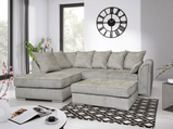 Chiswick Corner Sofa With Large Footstool / Silver Truffle / Black