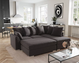 Chiswick Corner Sofa With Large Footstool / Silver Truffle / Black