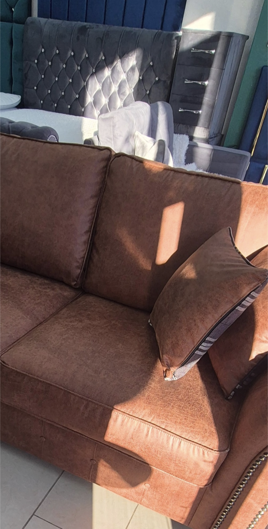 Oakland 3 seater Sofa Tan/Charcoal