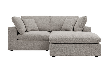 Grey Boucle Fabric Lutyens 3 Seater Sofa with detachable Footstool