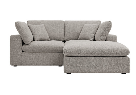 Grey Boucle Fabric Lutyens 3 Seater Sofa with detachable Footstool