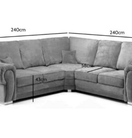 Verona High Back Grey Fabric Corner Sofa