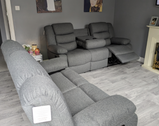 Sorrento Grey Fabric 3+2 Recliner Sofa With Cup Holder