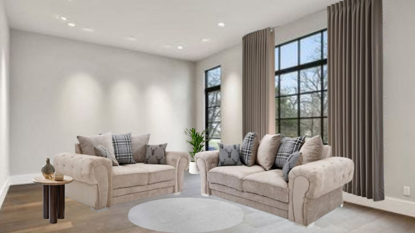 Verona Mink 3+2 Sofa Set Scatter cushions