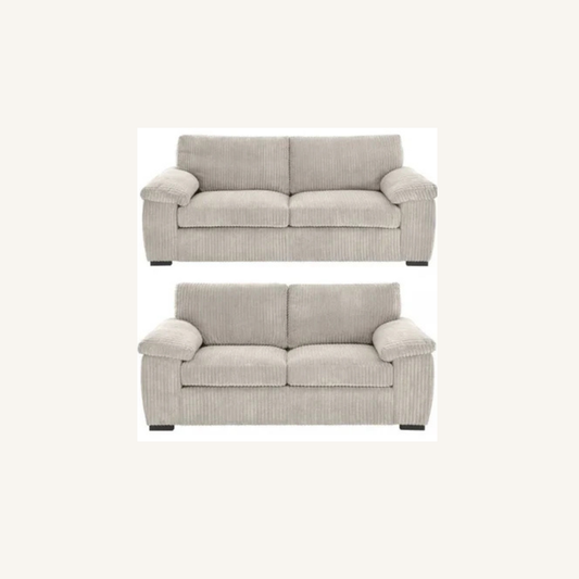 Amalfi Jumbo Cord Upholstered 3 And 2 Sofa Set