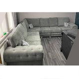 Verona Grey Fabric 7 Seater Large Corner Sofa