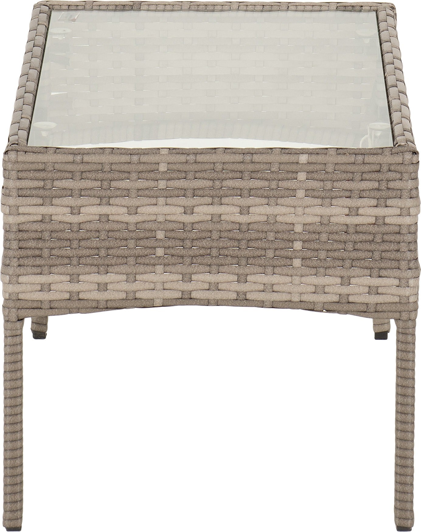 Willow 4 piece Garden set Grey Rattan/Grey Fabric/Clear Glass