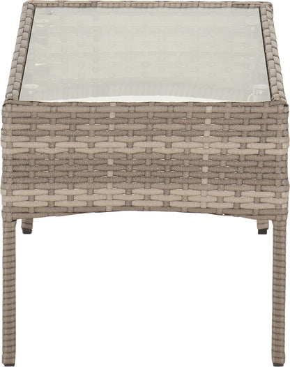 Willow 4 piece Garden set Grey Rattan/Grey Fabric/Clear Glass