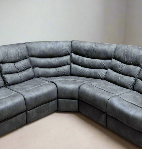 Roma Grey Fabric recliner corner with Cup holders