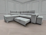 Rose Grey Corner sofa bed with storage footstool