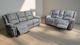 Berlin Fabric Electric Recliner 3 + 2 sofa set with LED Lights, Cup holders, and USB ports