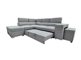 Rose Grey Corner sofa bed with storage footstool