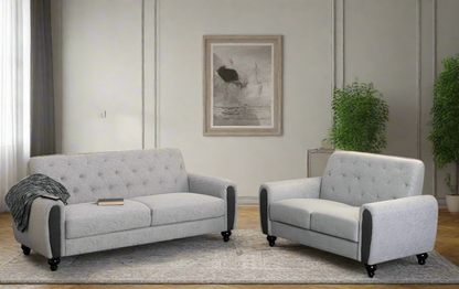 Chester 3+2 Suite Light Grey Fabric