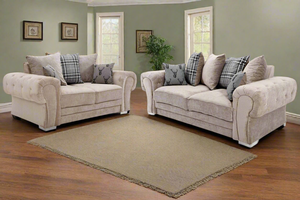 Verona Mink 3+2 Sofa Set Scatter cushions