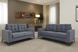 London 3+2 plush grey sofa set