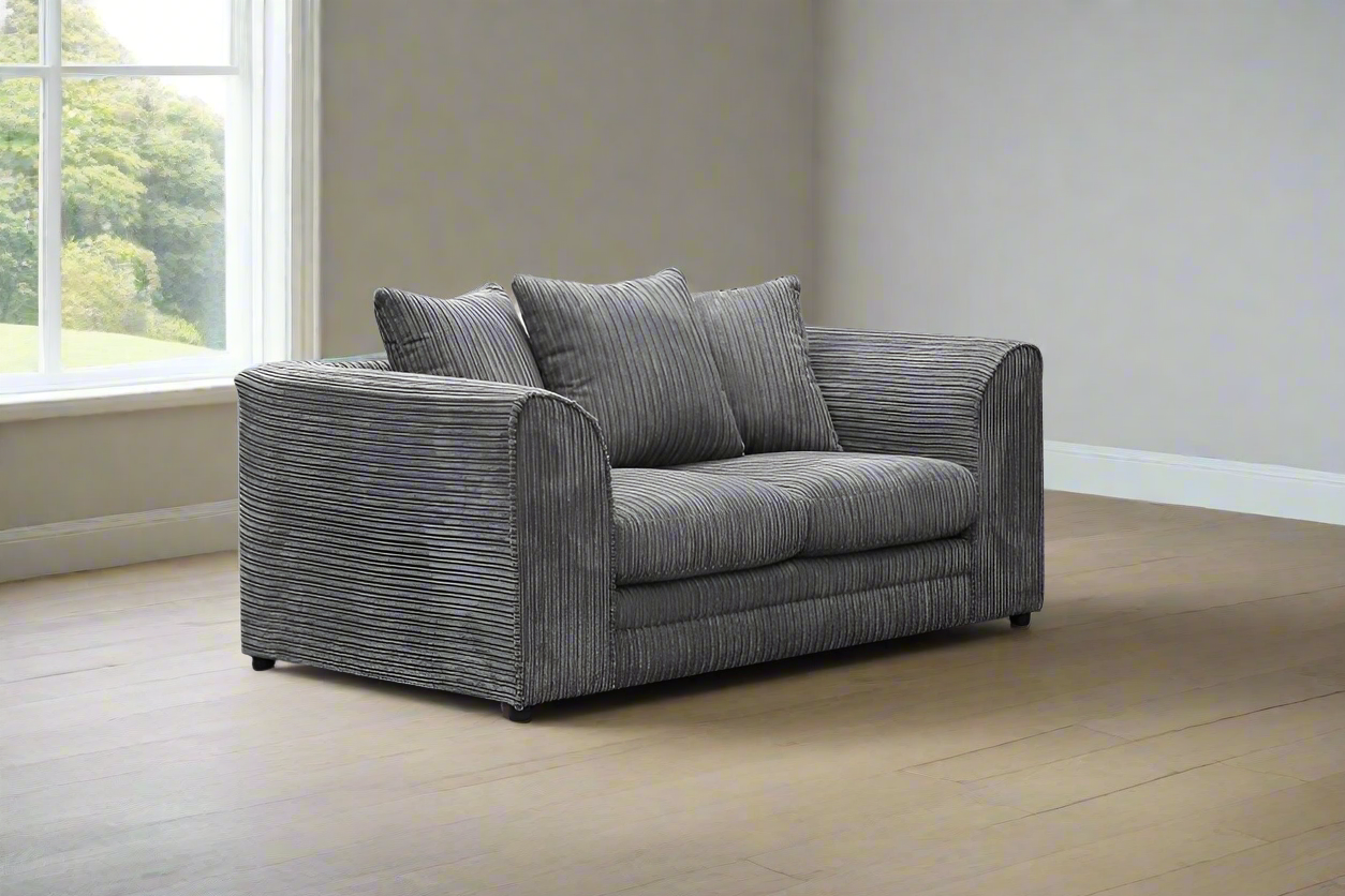 Harley Jumbo Cord 2 Seater Sofa (Grey)
