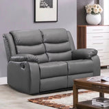 Roma Leather Recliner2 Seater sofa -Black/Grey