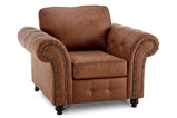 Oakland Tan Suede Leather 3+1+1 Seater Sofa Set