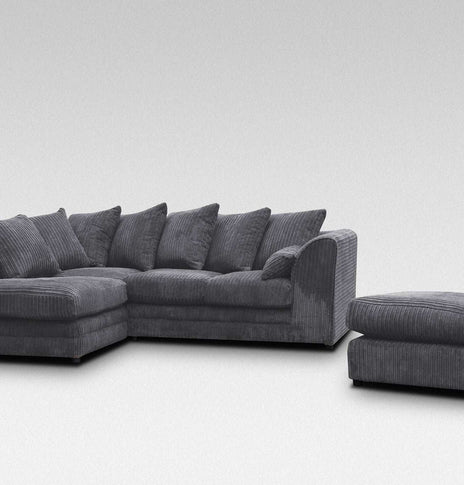 Hannah Jumbo Cord Corner Sofa With Pouffe/Footstool