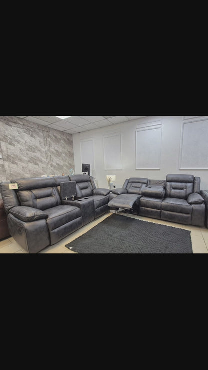 Nova Grey Tech Leather Electric recliner with Cup holders/USB ports