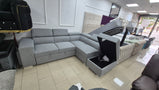 Rose Grey Corner sofa bed with storage footstool