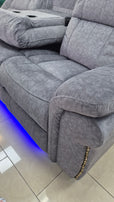 Berlin Fabric Electric Recliner 3 + 2 sofa set with LED Lights, Cup holders, and USB ports