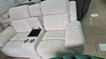 Faringdon Beige Fabric 3 + 2  Electric Recliner With Cupholders and USB ports