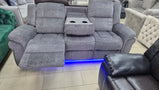 Berlin Fabric Electric Recliner 3 + 2 sofa set with LED Lights, Cup holders, and USB ports