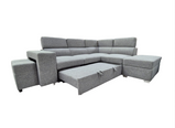 Rose Grey Corner sofa bed with storage footstool