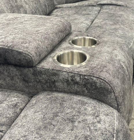 Berlin Fabric Electric Recliner 3 + 2 sofa set with LED Lights, Cup holders, and USB ports