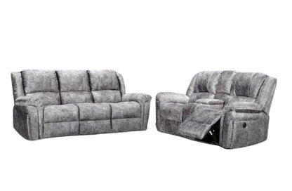 Berlin Fabric Electric Recliner 3 + 2 sofa set with LED Lights, Cup holders, and USB ports