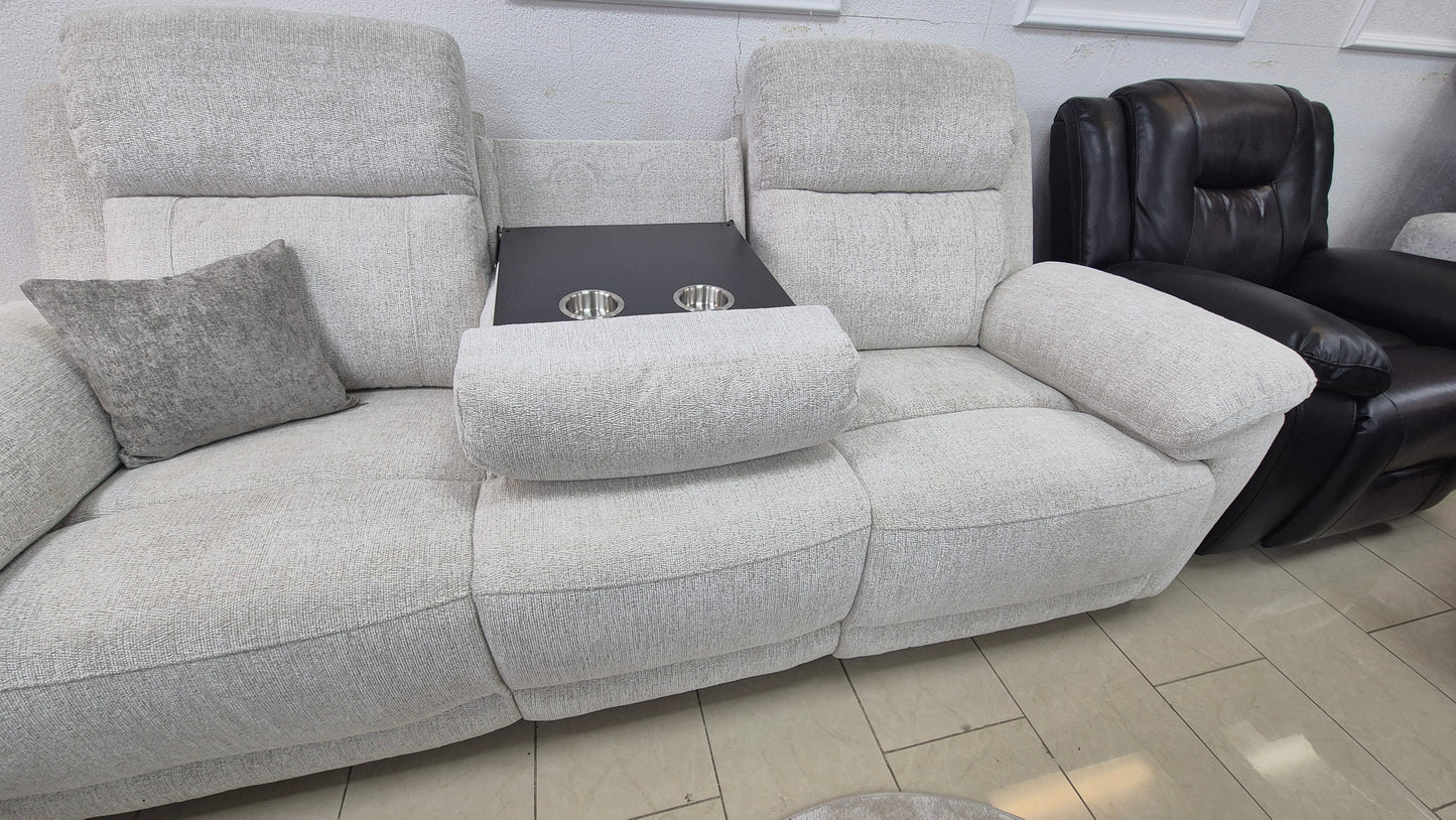 Faringdon Beige Fabric 3 + 2  Electric Recliner With Cupholders and USB ports