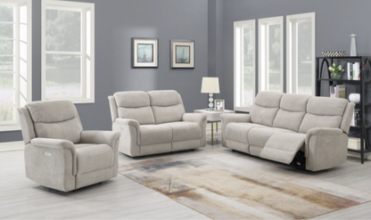 Faringdon Beige Fabric 3 + 2  Electric Recliner With Cupholders and USB ports