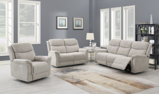 Faringdon Beige Fabric 3 + 2  Electric Recliner With Cupholders and USB ports