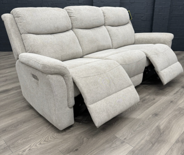 Faringdon Beige Fabric 3 + 2  Electric Recliner With Cupholders and USB ports
