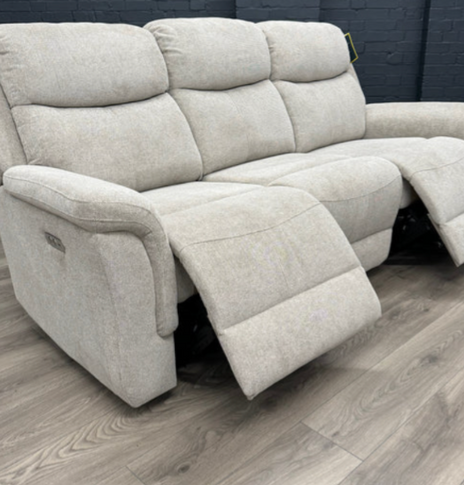 Faringdon Beige Fabric 3 + 2  Electric Recliner With Cupholders and USB ports