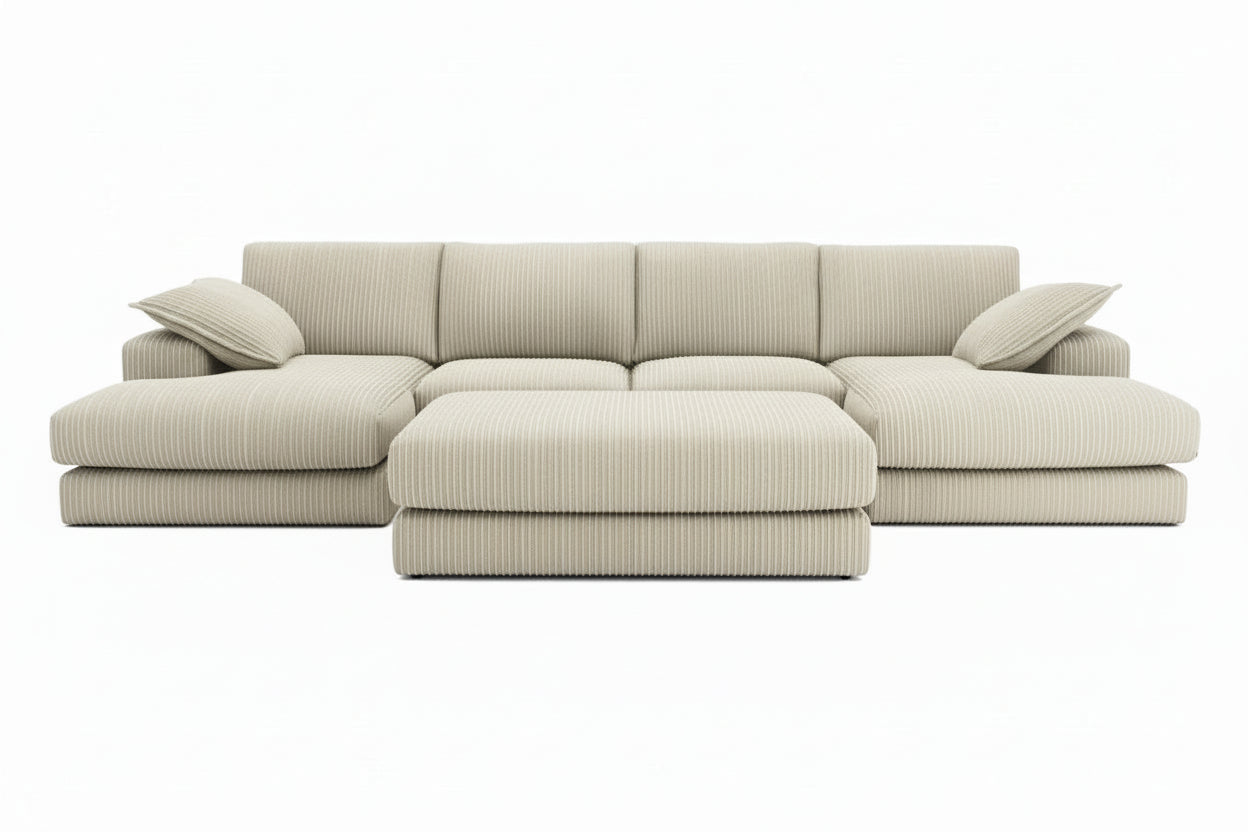 Luxe Large U Shape Cinema Sofa with Spacious Footstool
