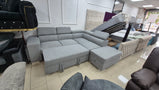 Rose Grey Corner sofa bed with storage footstool