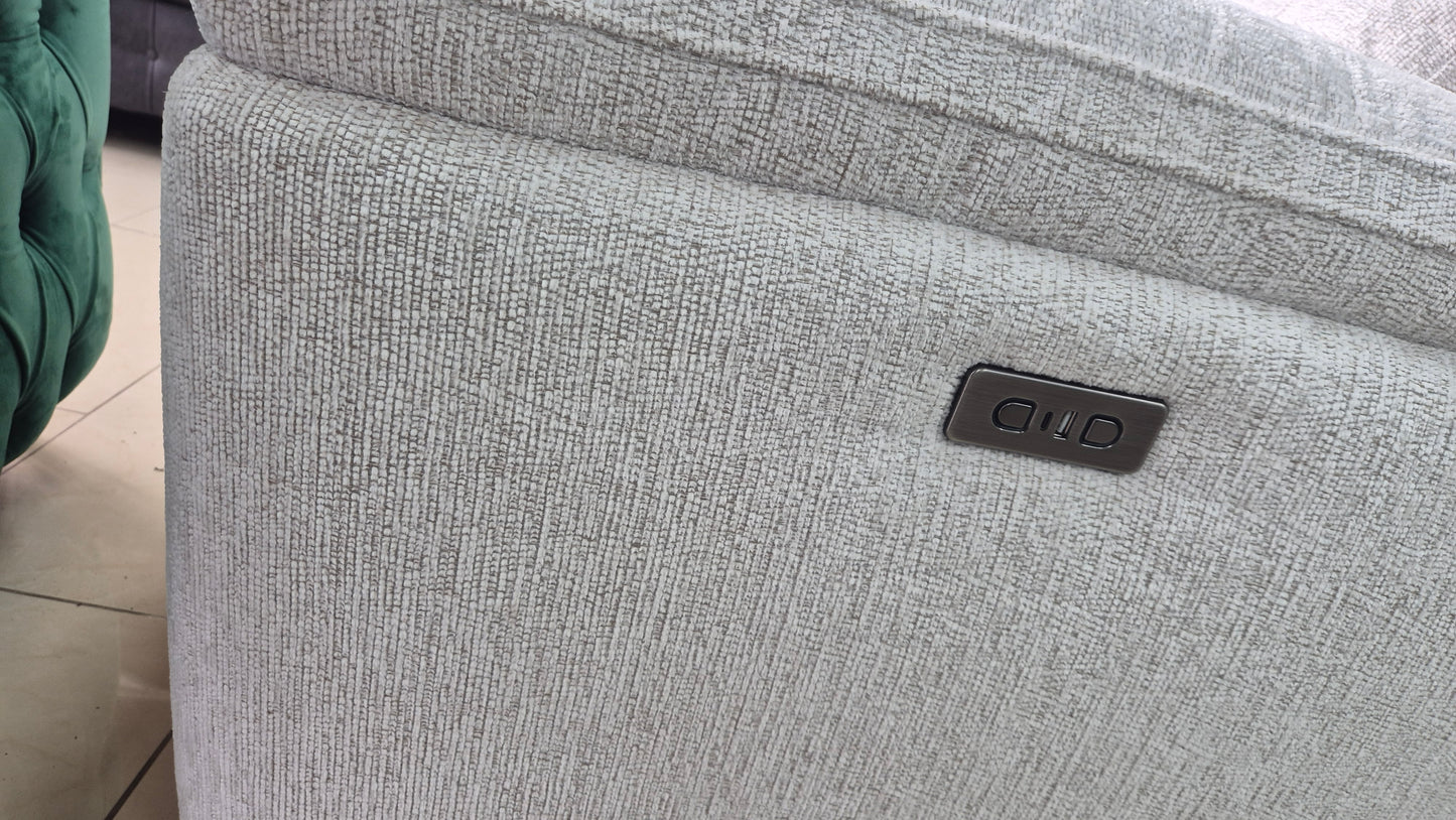 Faringdon Beige Fabric 3 + 2  Electric Recliner With Cupholders and USB ports
