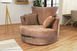 Cosy and Spacious Swivel Armchair with Jumbo Corduroy Fabric